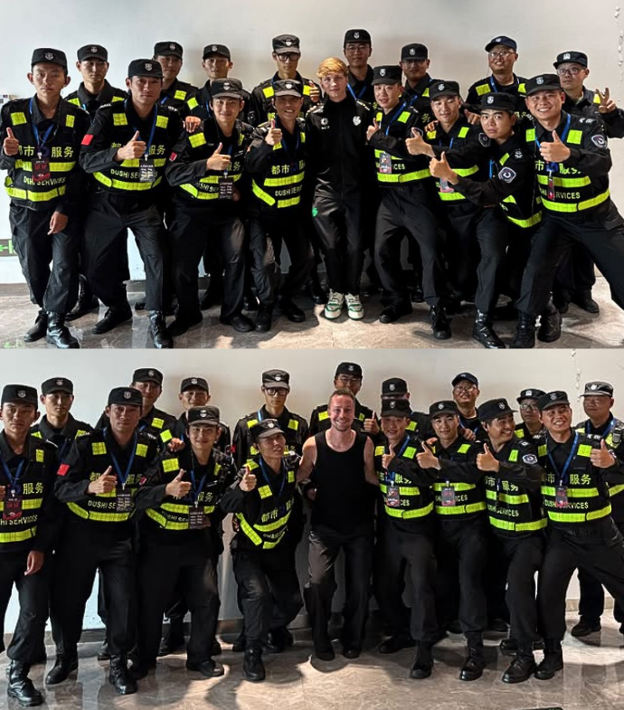 m0NESY & cadiaN tillsammans med vakterna.